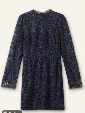 NWOT ME+EM Fit + Flare Navy Black Floral Lace Mini Dress Sz 4